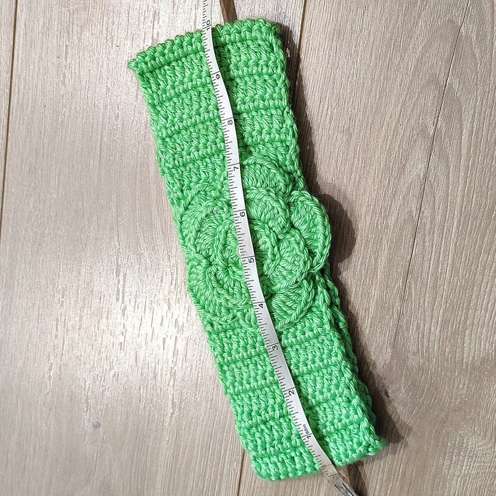 Green Crochet Headband with Flower,  Handmade Ladies Winter Headband - Picture 6 of 7